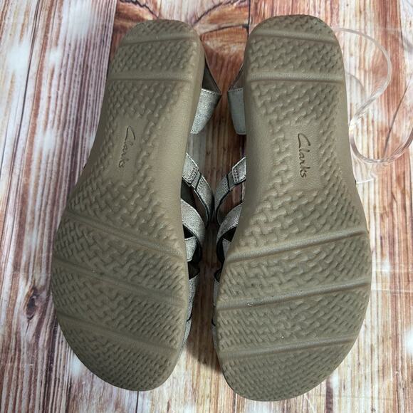 Clarks ELIZABELLE SEA Size 8.5 Bronze Metallic Leather Closed Toe Sandals Shoes - Picture 8 of 10